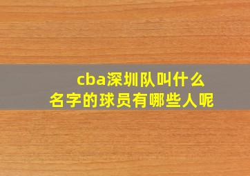 cba深圳队叫什么名字的球员有哪些人呢