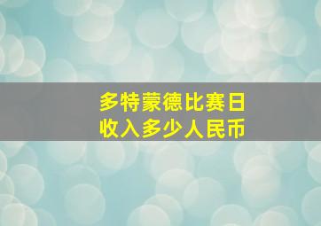 多特蒙德比赛日收入多少人民币