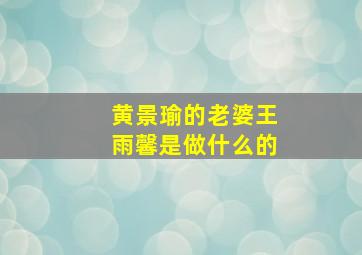 黄景瑜的老婆王雨馨是做什么的